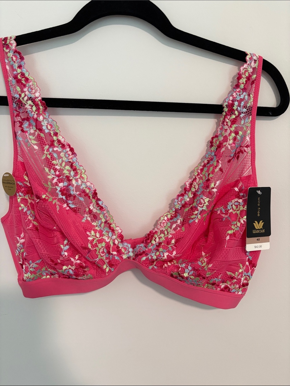 Wacoal Hot Pink Floral Lace Unlined Bralette